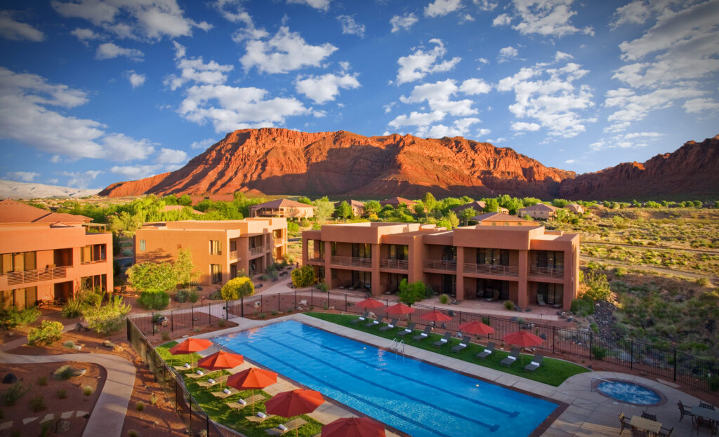 Various photos, interior and exteriors, of scenes at the Red Mountain Spa in St. George Utah