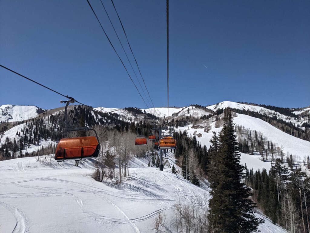 Orange Bubble Express Chairlift at Canyons Village; photo by Leigh Wilson